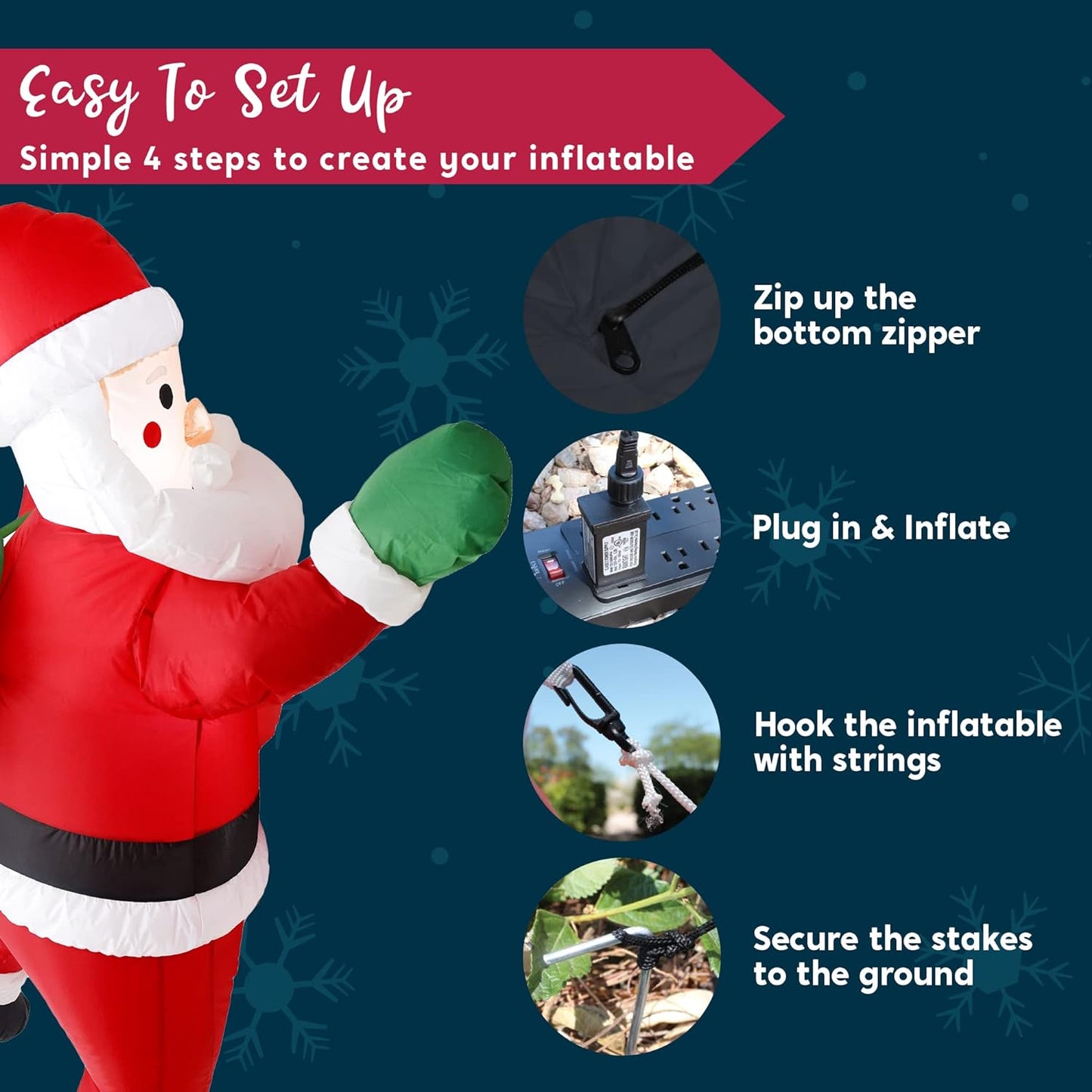 5.5FT Inflatable Hanging Santa with Gift Bag & LED Lights