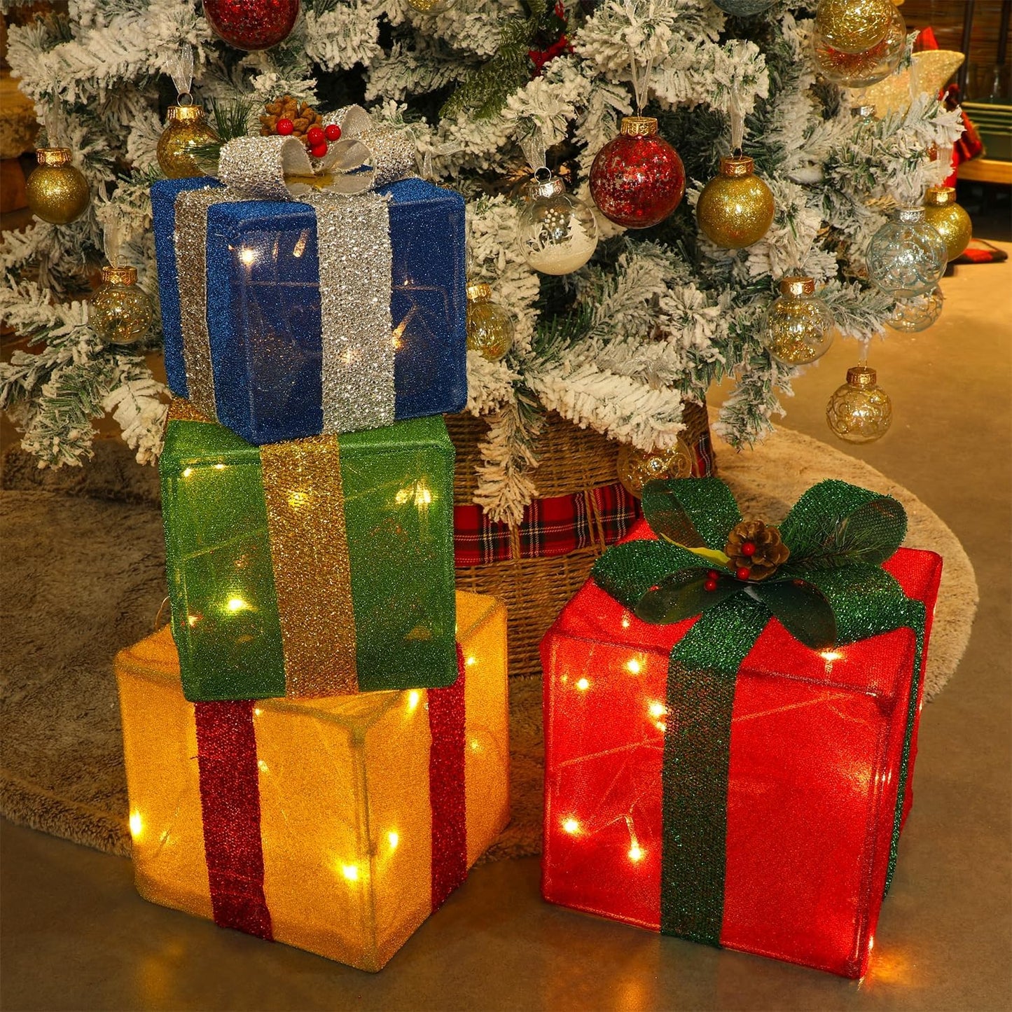 Lighted Christmas Gift Boxes Set of 4