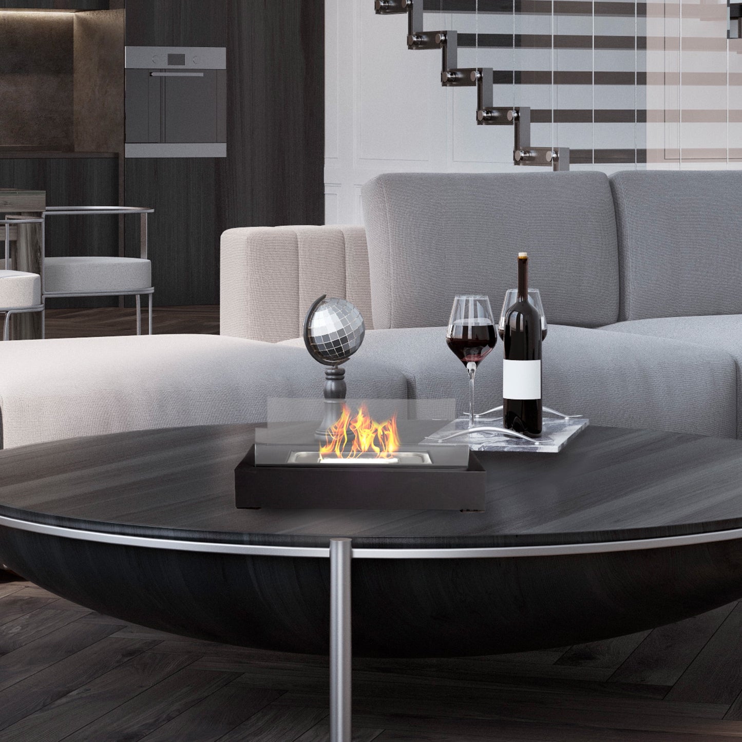 Modern Tabletop Fireplace Black