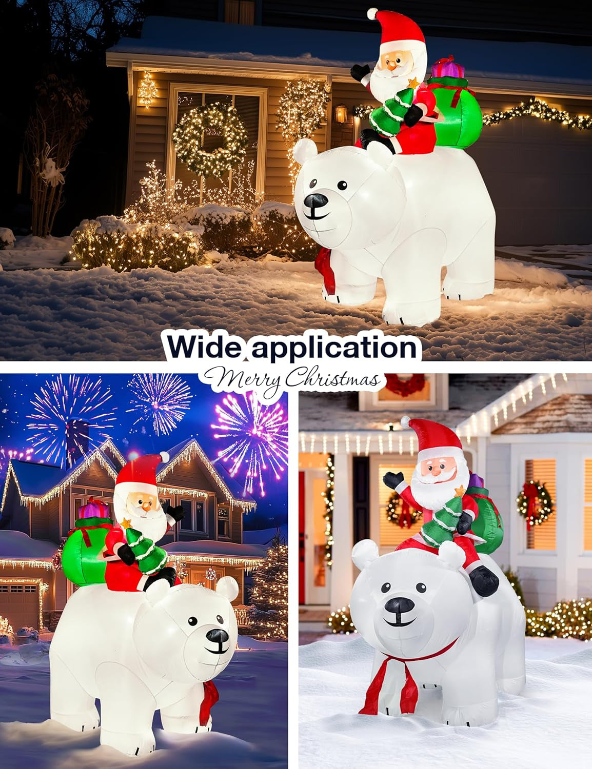"6FT Santa on Polar Bear Inflatable with LED Lights β Perfect Christmas Yard Decoration"