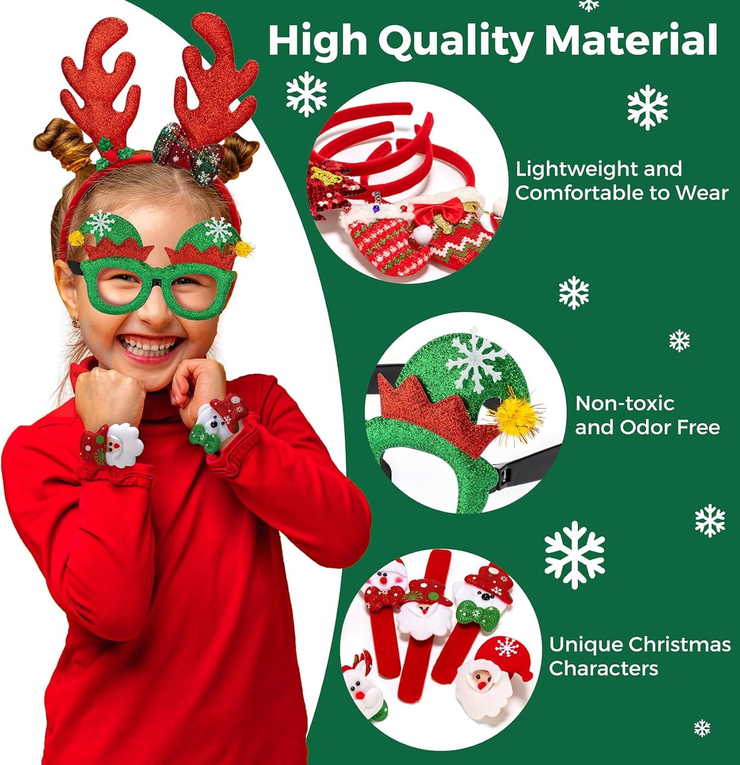 24-Pc Christmas Party Set – Glasses, Headbands, Hats & Wristbands for Kids