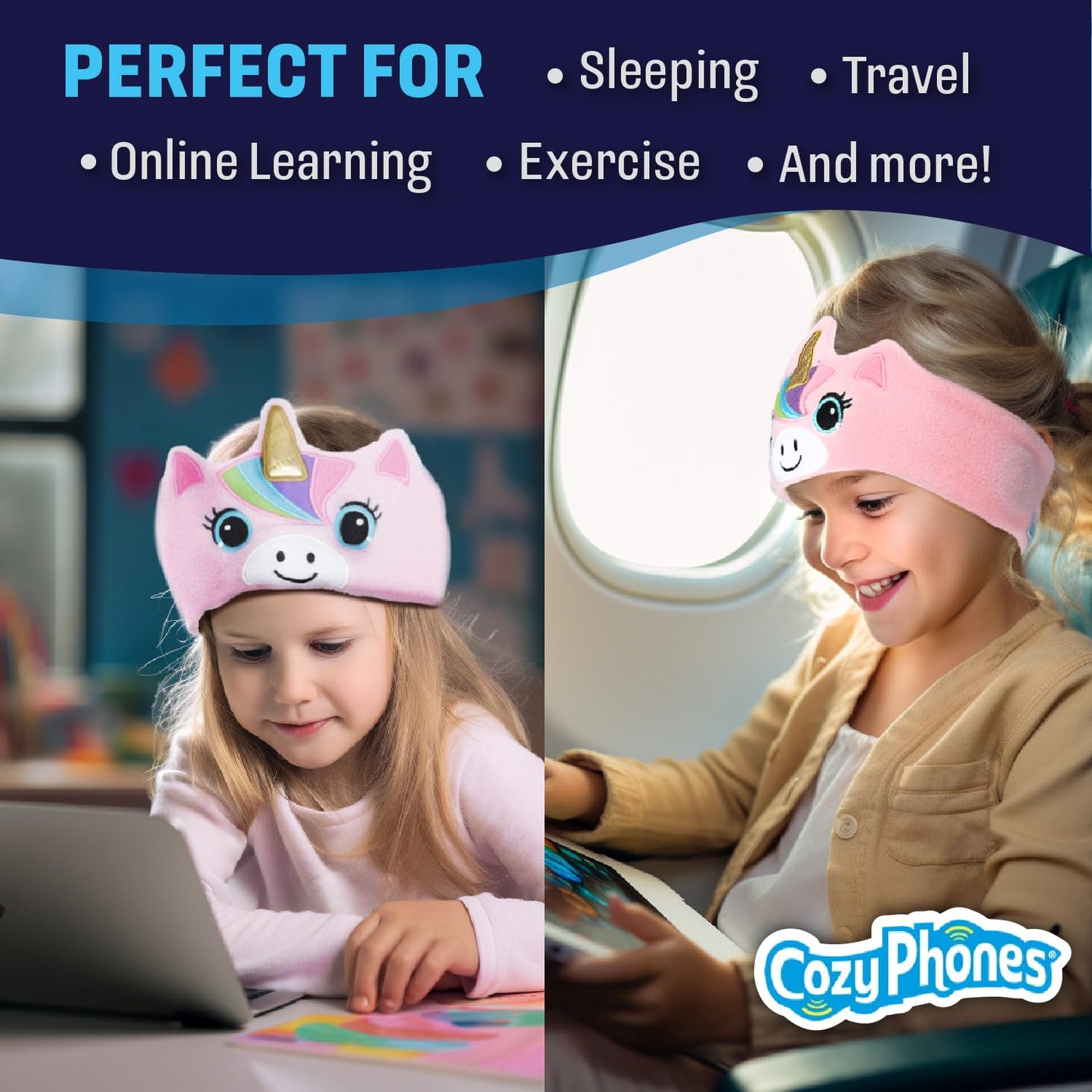 Kids' Headband Headphones β Safe, Soft & Fun Pink Unicorn Design! π§π¦