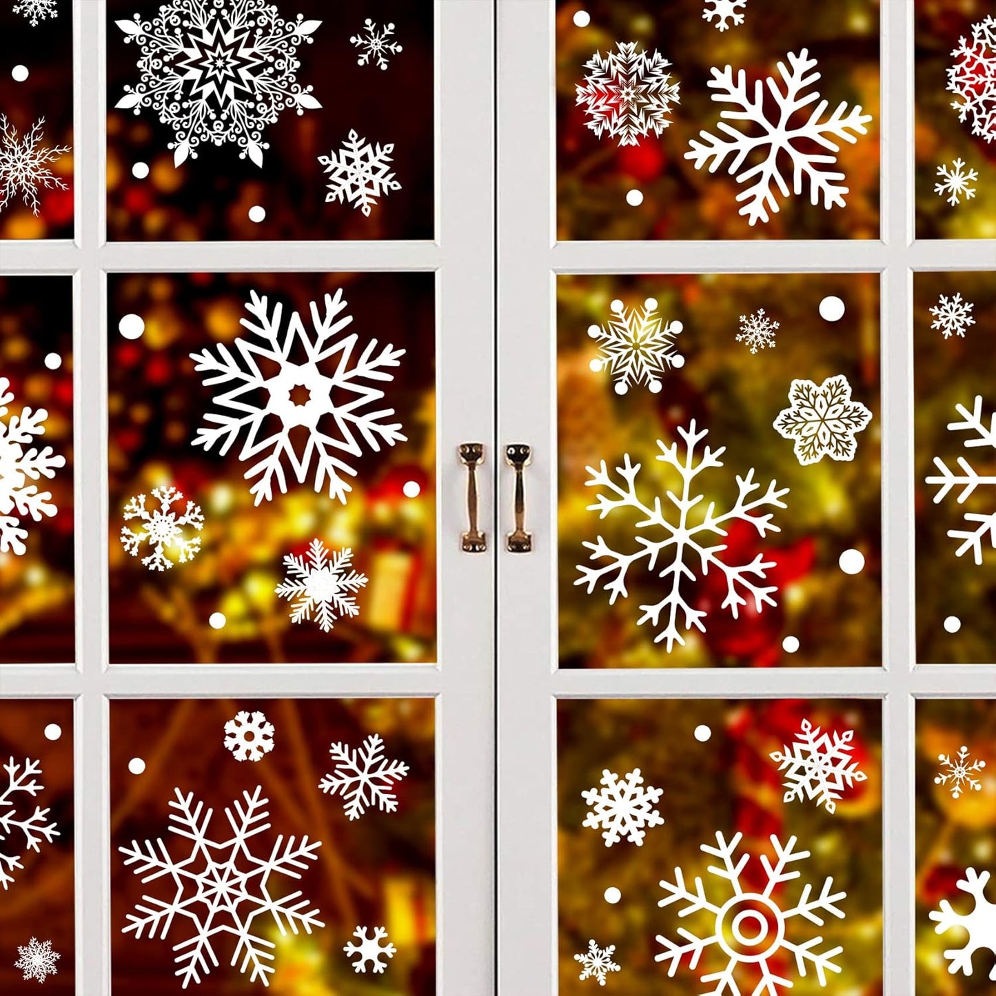 Christmas Snowflake Window Clings Stickers 9 Sheets 284 Pcs