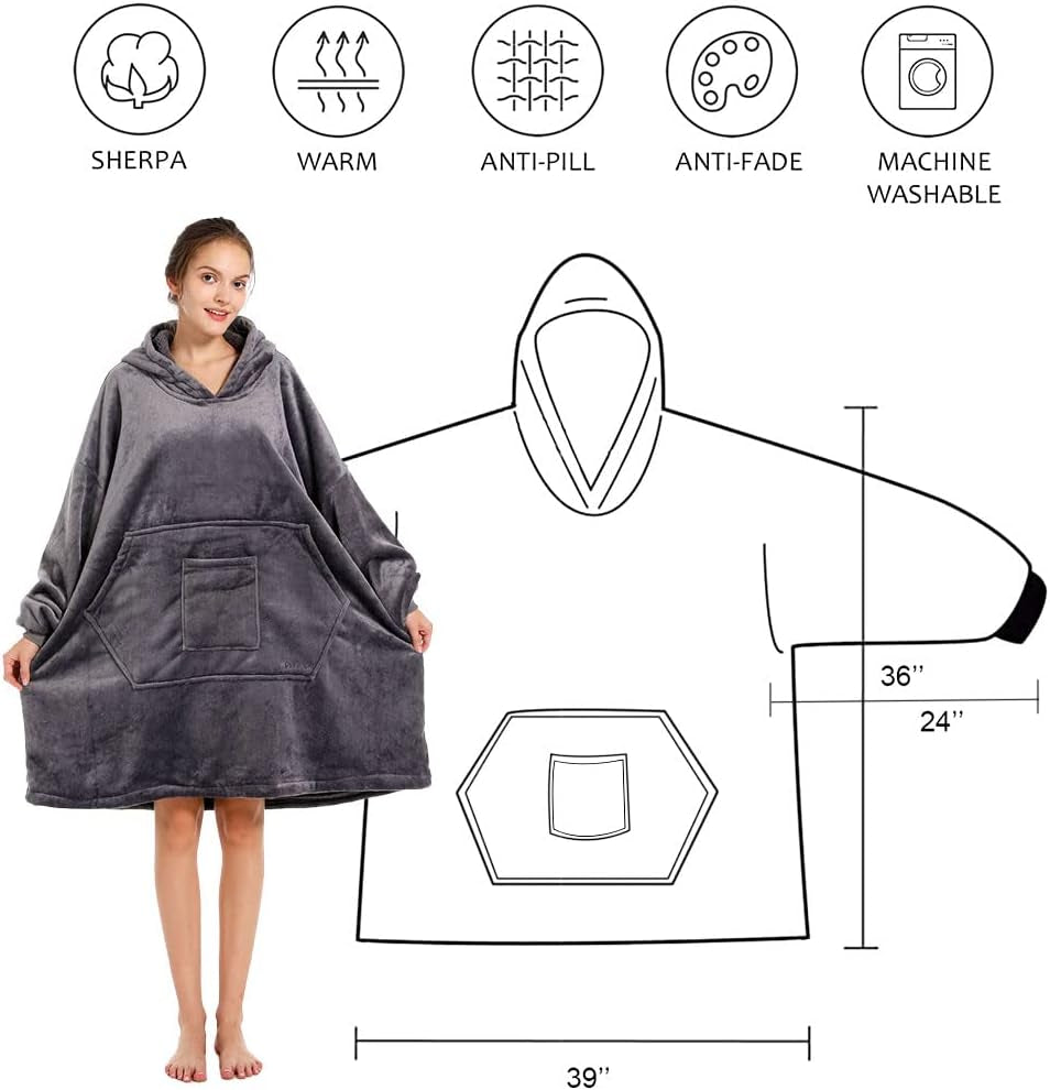 Oversized Cozy Blanket Hoodie Sweatshirt for Adult Kids