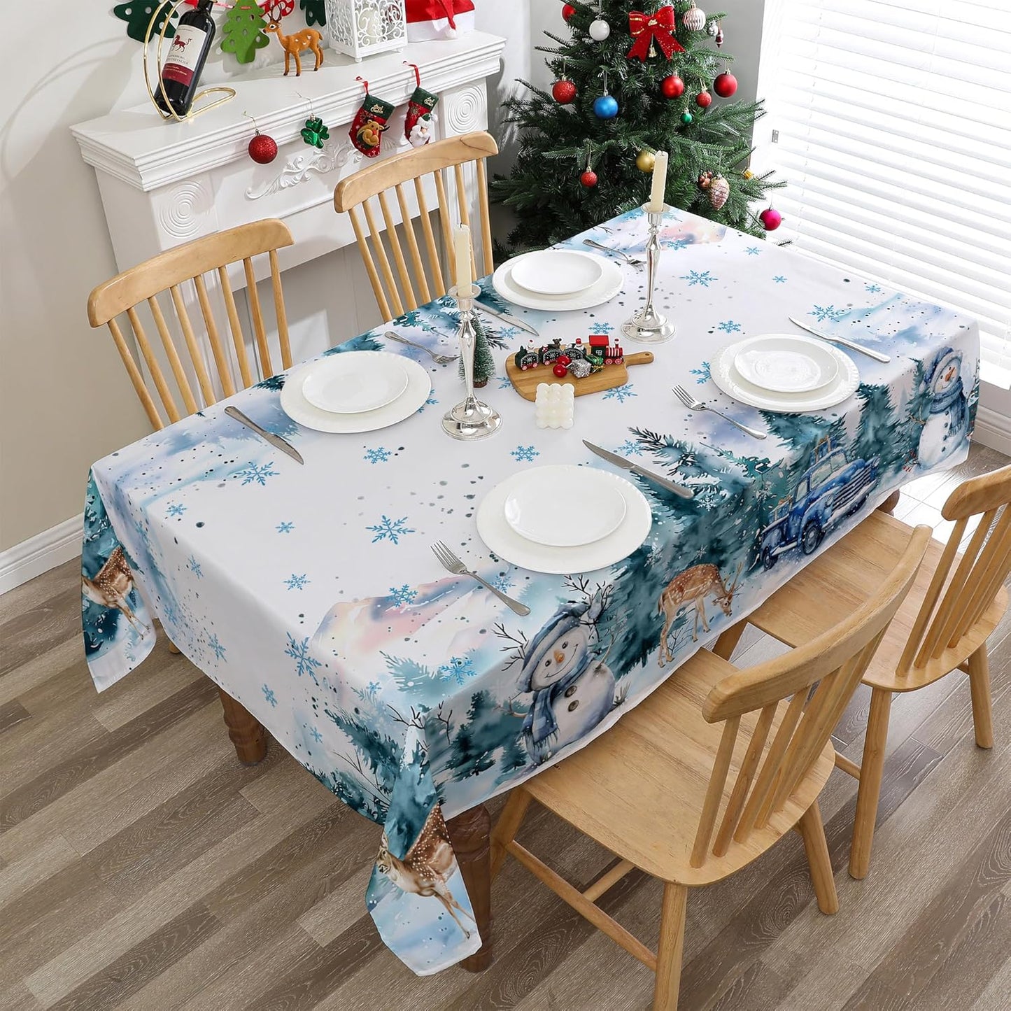 Christmas Tablecloth for Rectangle Tables 60X84 Inches