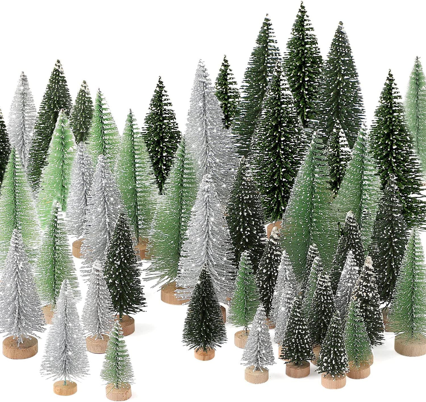 Mini Artificial Christmas Trees with Wooden Base 