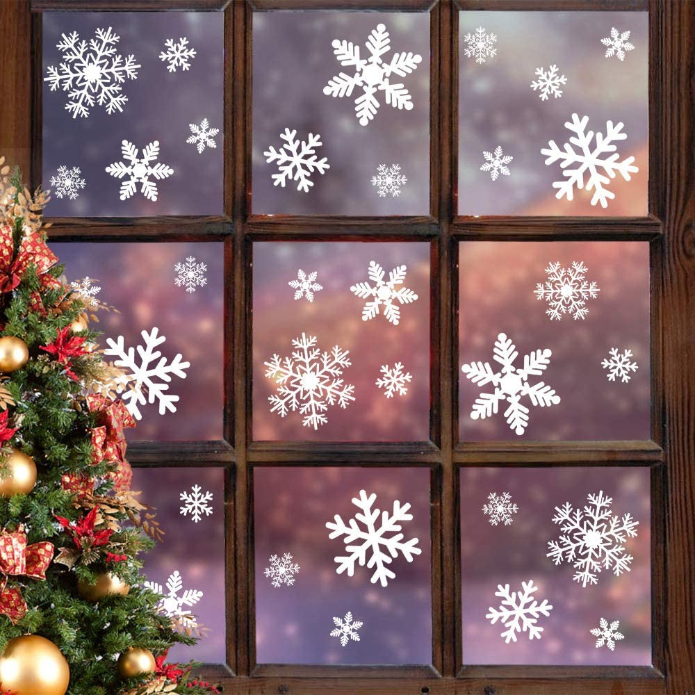 Christmas Window Clings Snowflakes Decals135Pcs 