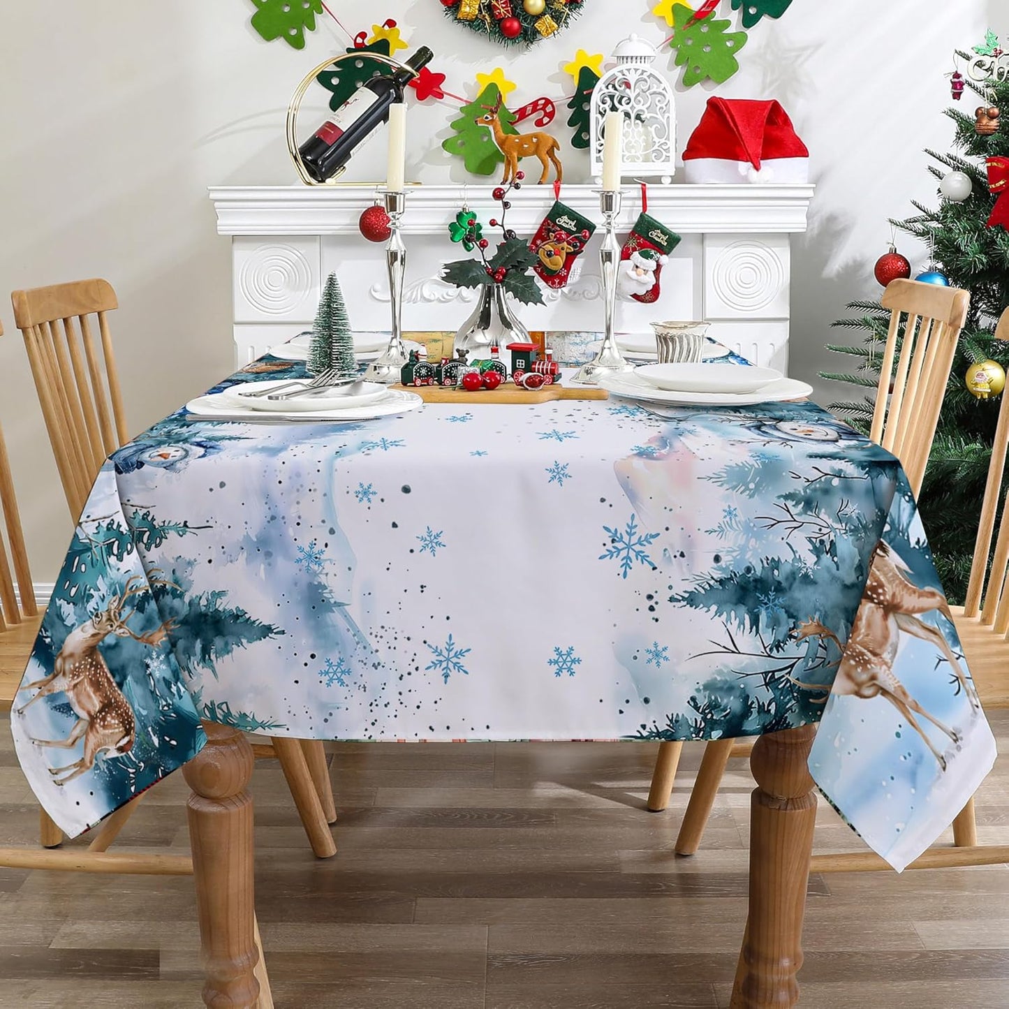 Christmas Tablecloth for Rectangle Tables 60X84 Inches