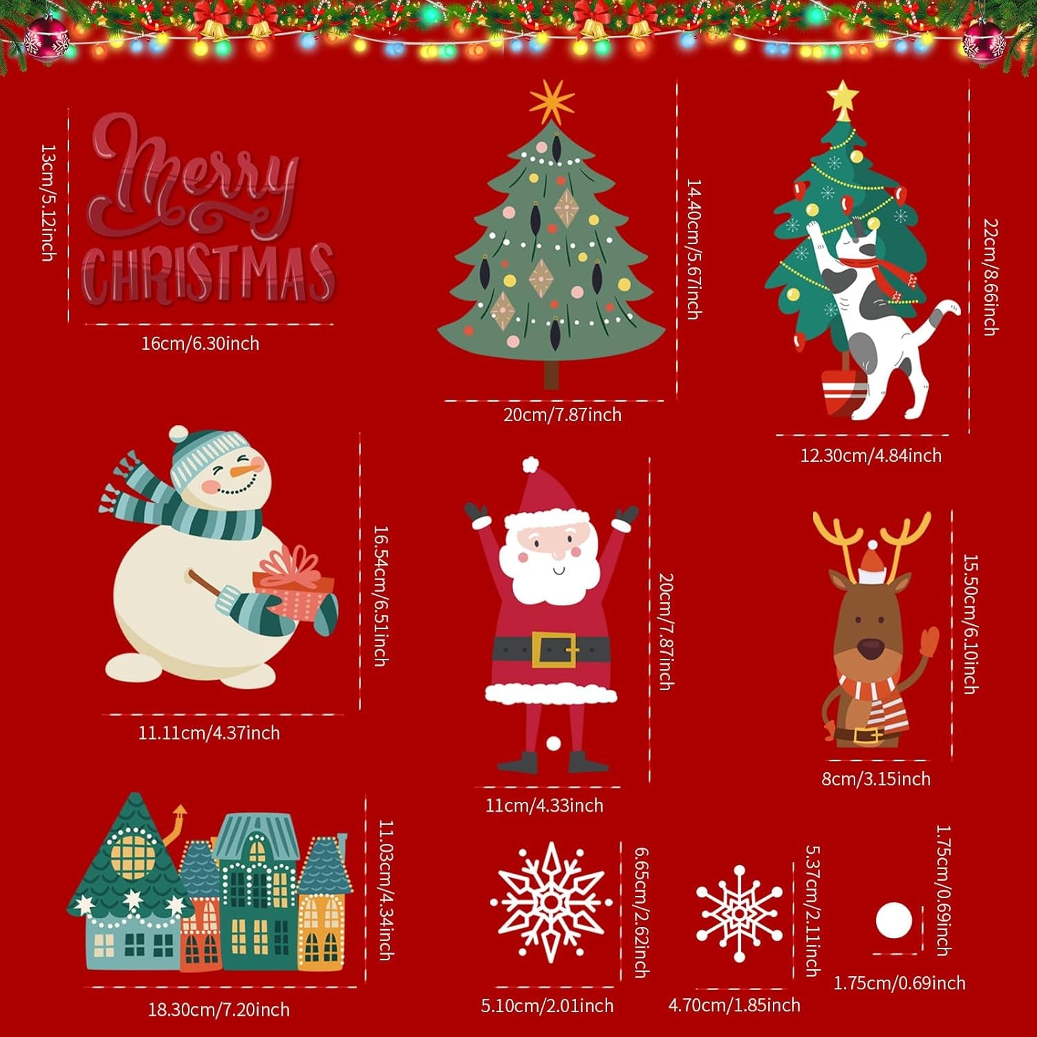 Christmas Xmas Window Stickers for Kids 200PCS