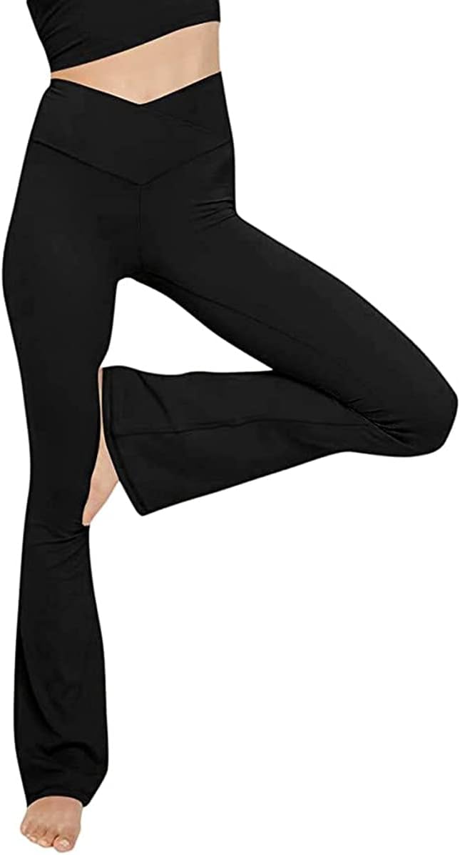 Women'S Casual Bootleg Yoga Pants V Crossover High Waisted 