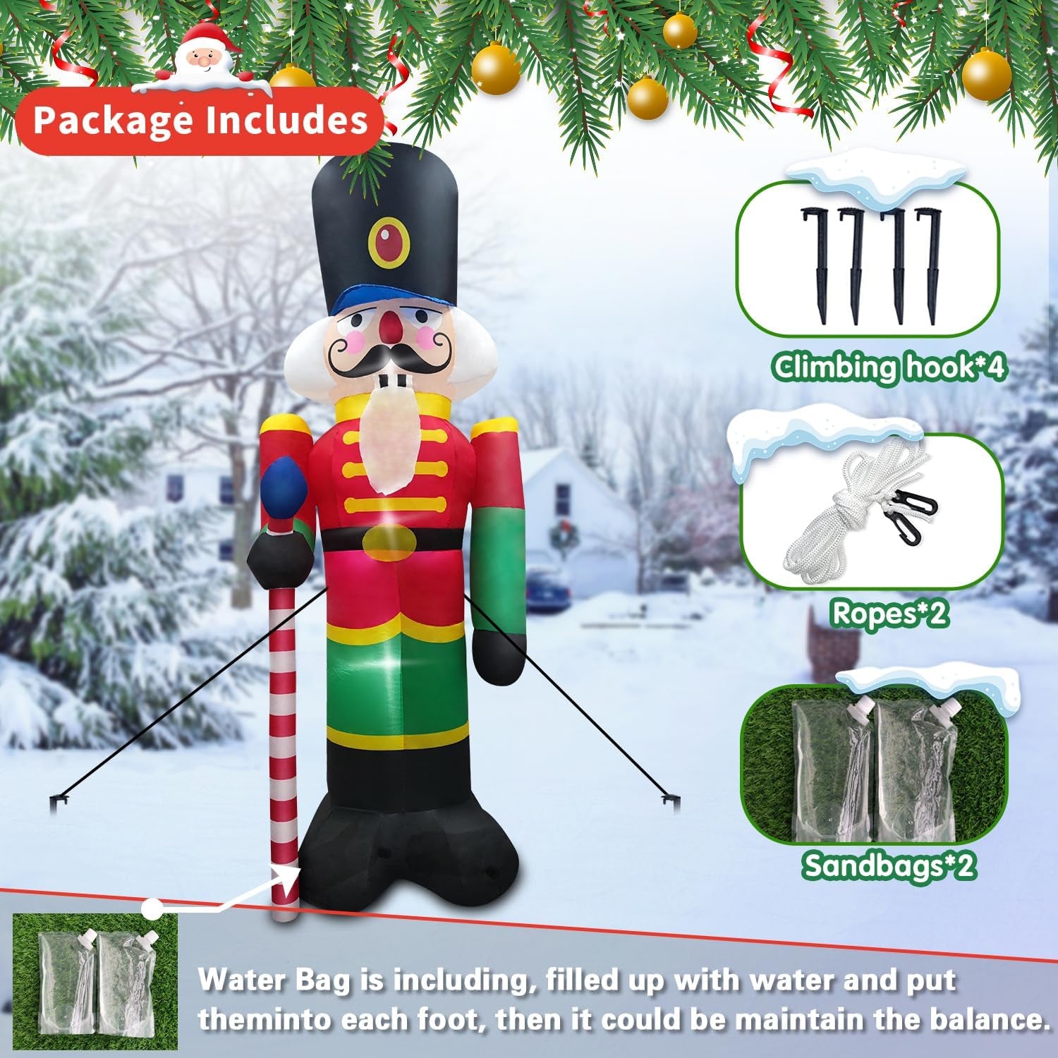 8FT Inflatable Nutcracker with LED Lights