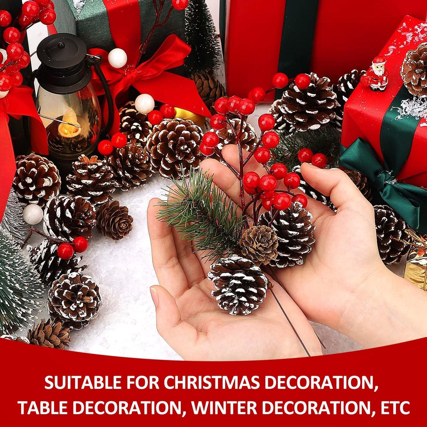 Christmas Pine Cones Berry Pine Branch Set 115Pcs 