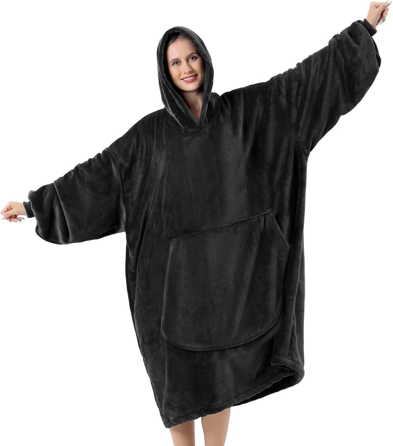 Oversized Blanket Hoodie for Adults Extra Long with Giant Sleeve, Hood and Pocket