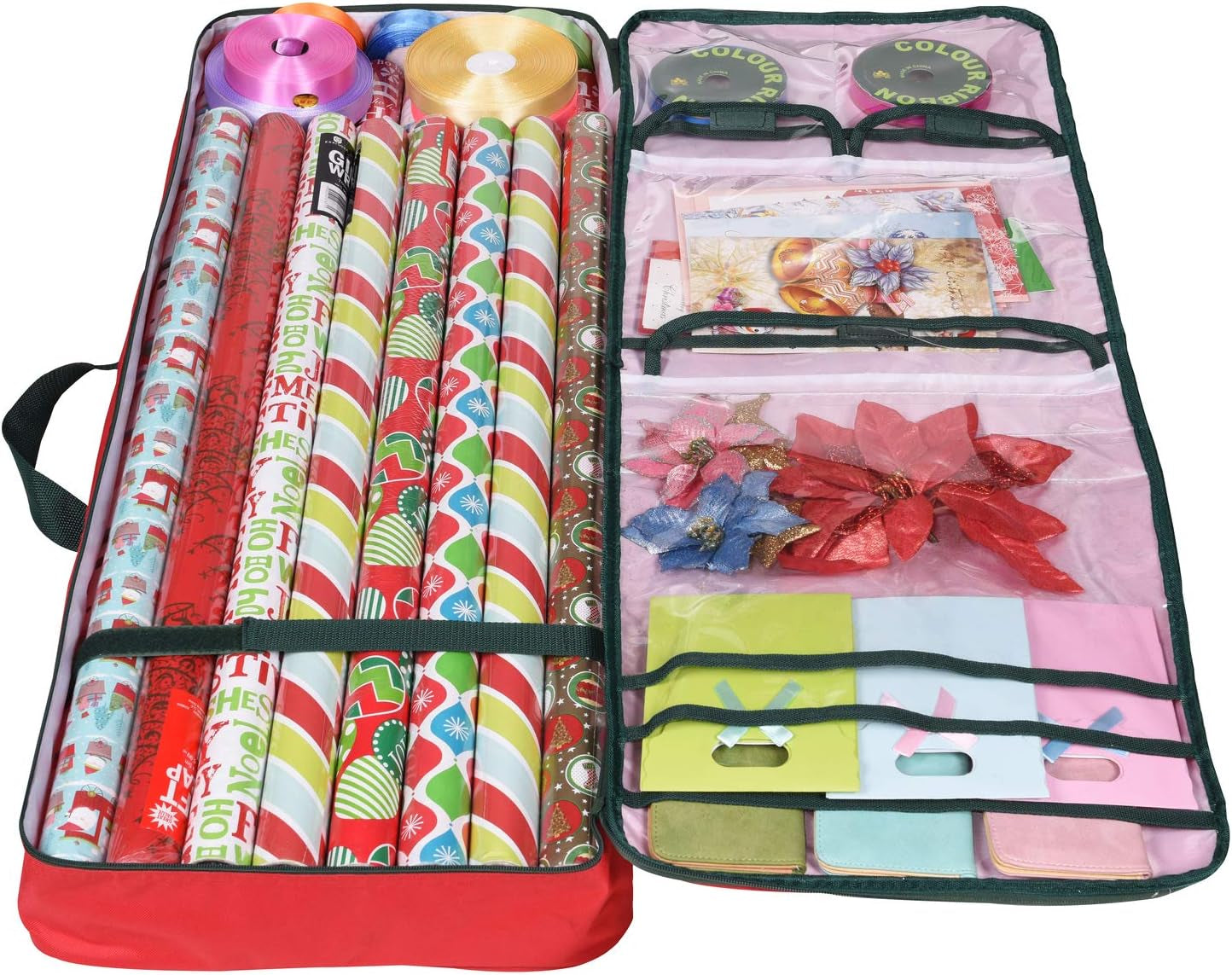 Christmas Wrapping Paper Storage Bag with Pockets