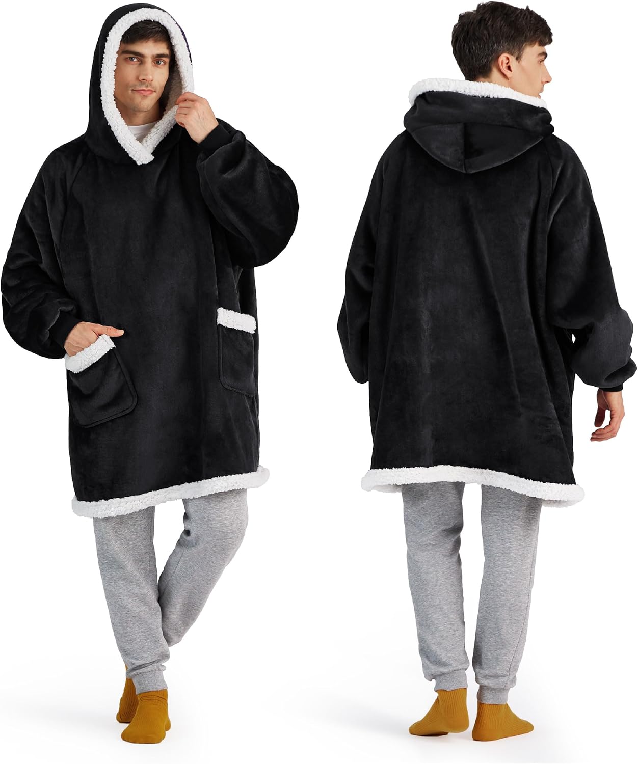 Oversized Sherpa Blanket Hoodie for Women Men