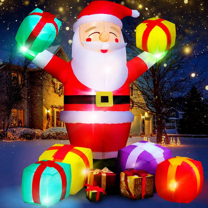 7FT Inflatable Santa with Presents & LED Lights