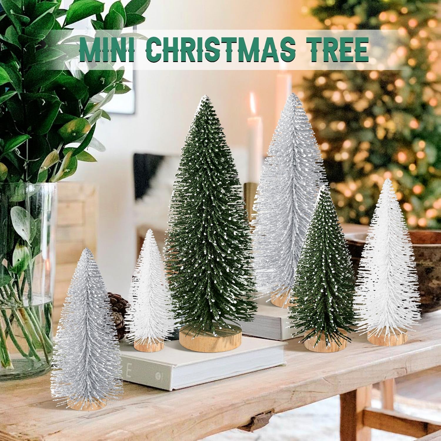 Artificial Christmas Mini Bottle Brush Trees Tabletop Decor