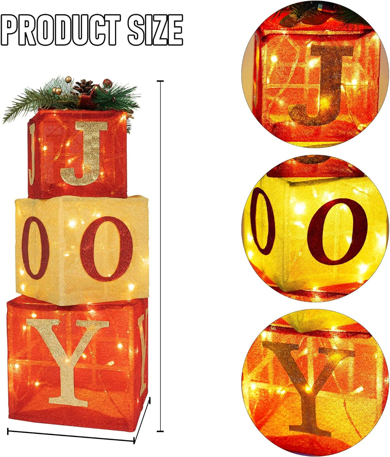 Lighted Christmas Gift Boxes Joy Set of 3 