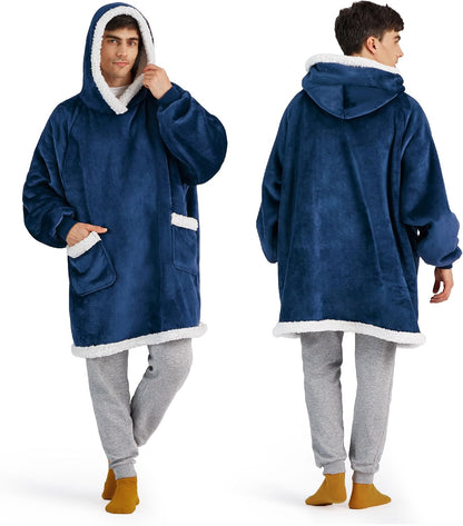 Oversized Sherpa Blanket Hoodie for Women Men