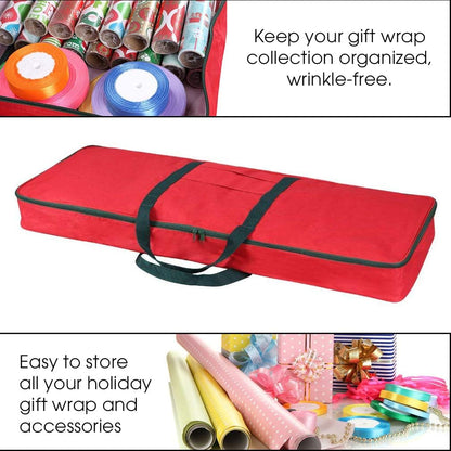 Christmas Wrapping Paper Storage Bag with Pockets