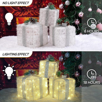 Light-Up Christmas Gift Boxes Set of 3