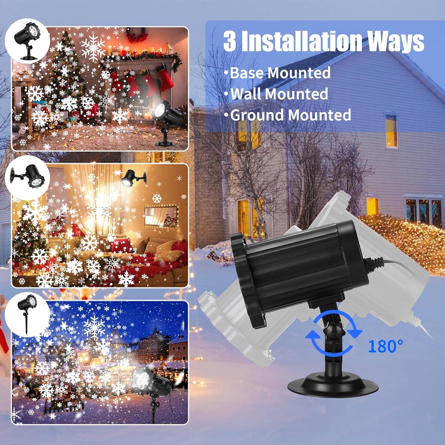 2024 LED Christmas Snowflake Projector Lights 