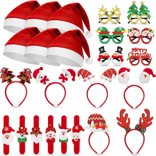 24-Pc Christmas Party Set – Glasses, Headbands, Hats & Wristbands for Kids