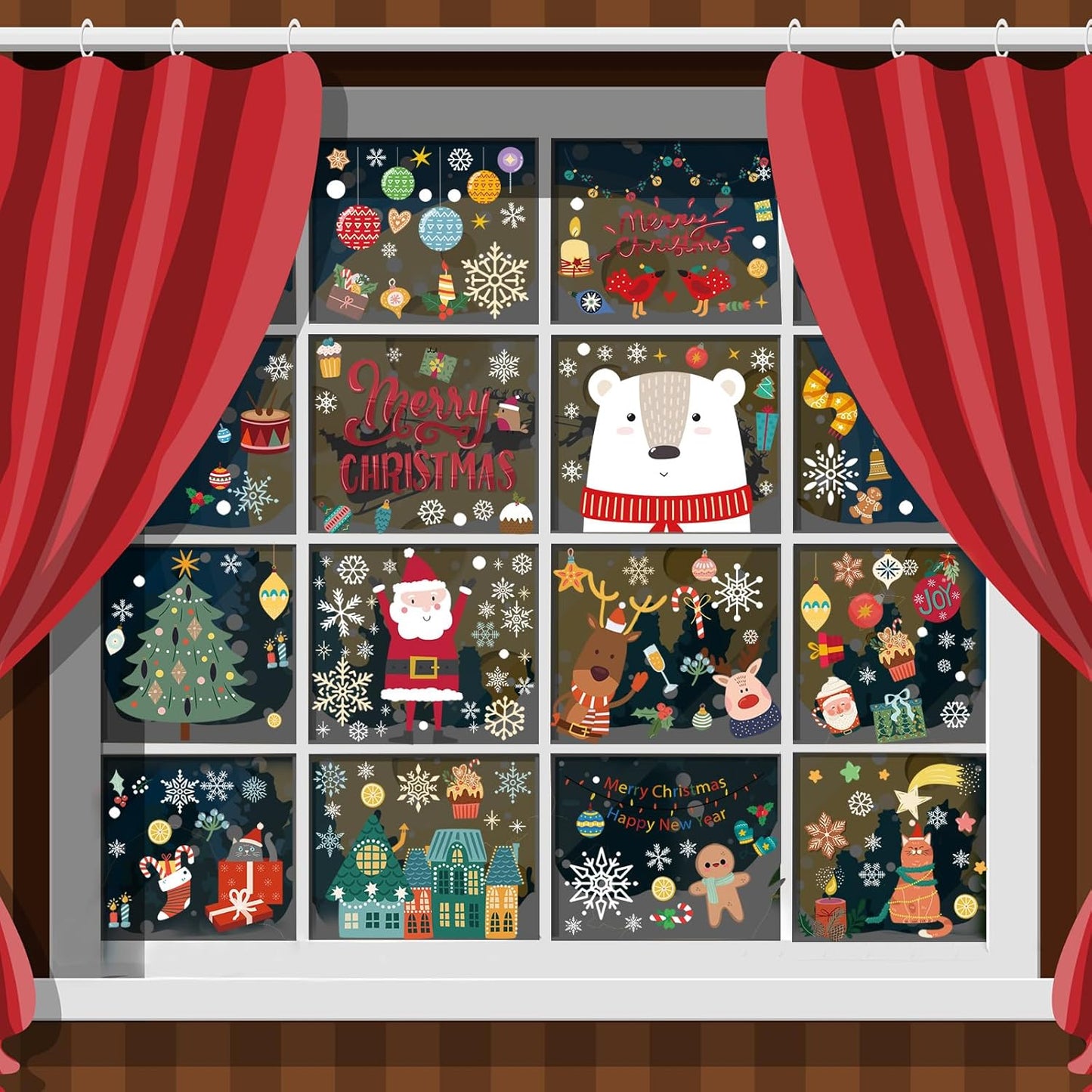 Christmas Xmas Window Stickers for Kids 200PCS