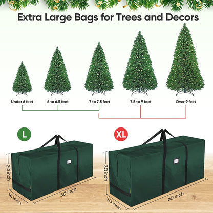 7.5 Ft Christmas Tree Storage Bag - XL, Reinforced Handles, Wide Zip (Green)