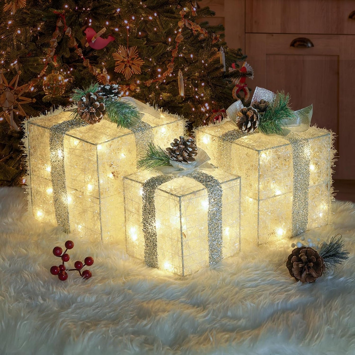 Light-Up Christmas Gift Boxes Set of 3