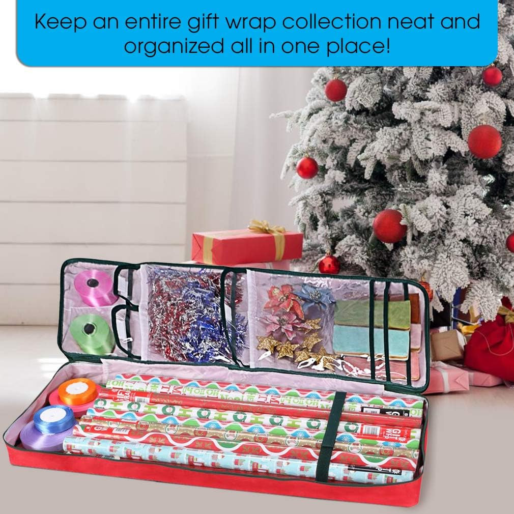 Christmas Wrapping Paper Storage Bag with Pockets