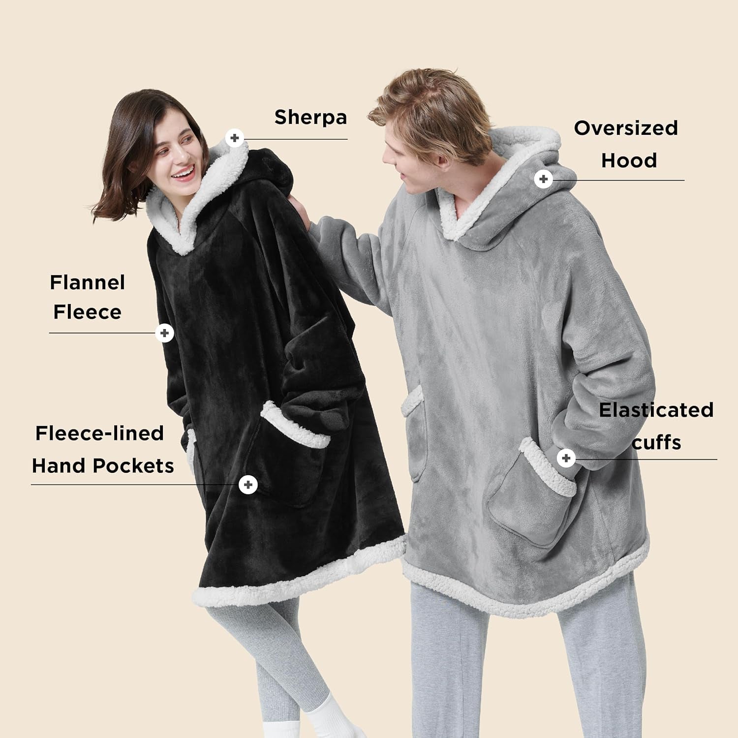 Oversized Sherpa Blanket Hoodie for Women Men