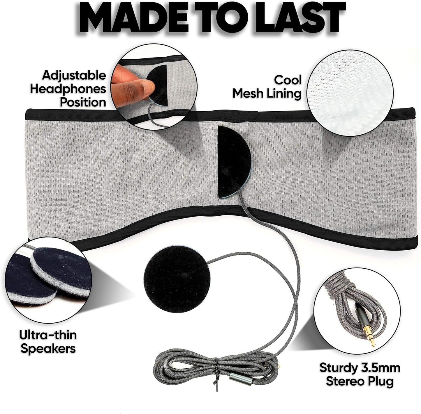 Sleep Headphones - Ultra-Thin Wired for Side Sleepers & More